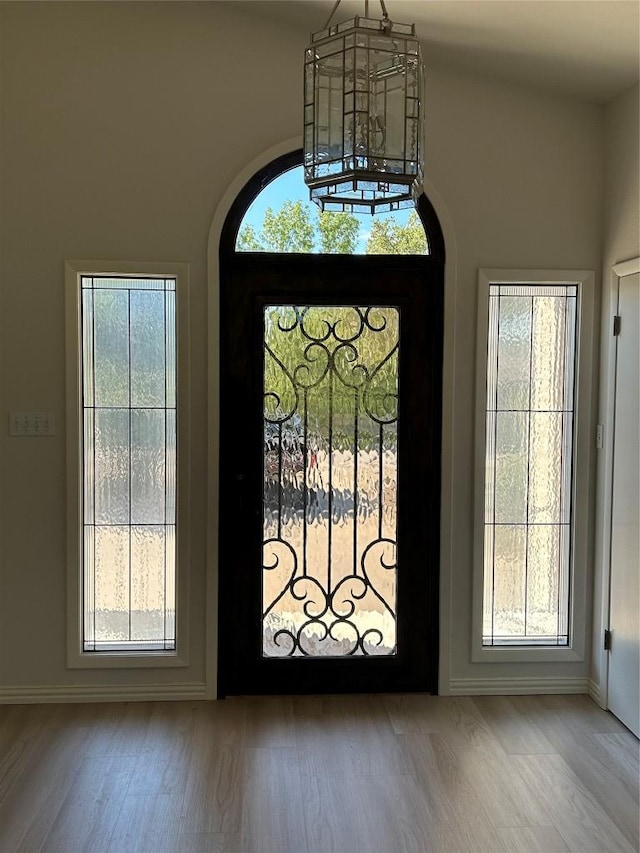 712 Rolling Green Dr, Lakeway, TX 78734 - entrance foyer with baseboards, wood finished floors, and a healthy amount of sunlight