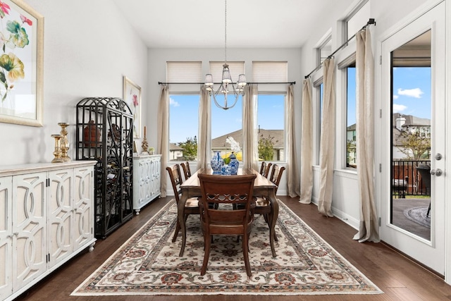 390 Double L Dr, Dripping Springs, TX 78620 - dining area with a chandelier and dark wood-type flooring