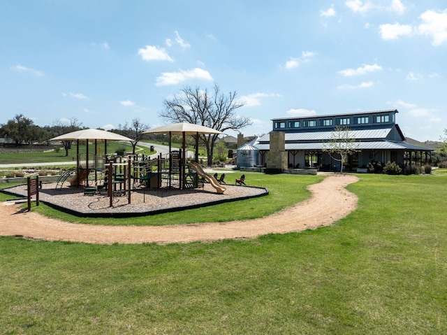 community playground with a yard