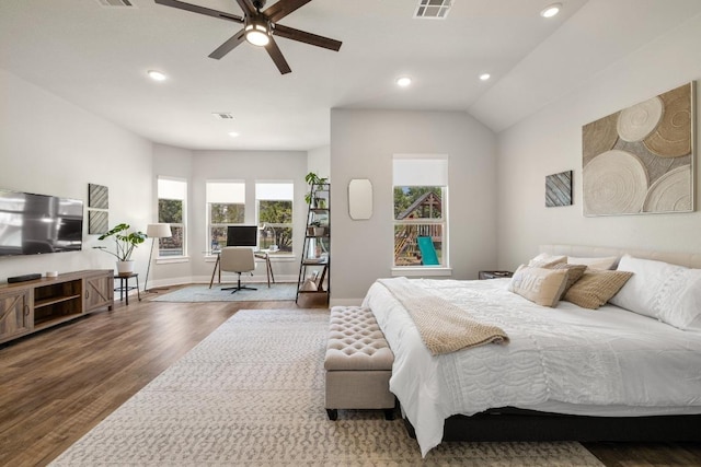 1924 Portobello Rd, Leander, TX 78641 - bedroom with wood finished floors, recessed lighting, and ceiling fan