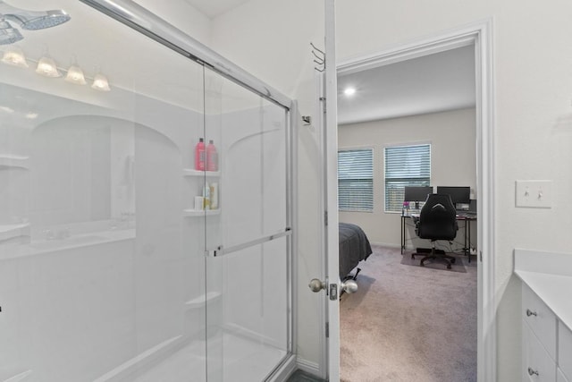 412 Gemsbok Rd, Hutto, TX 78634 - full bath with a stall shower, vanity, and ensuite bathroom