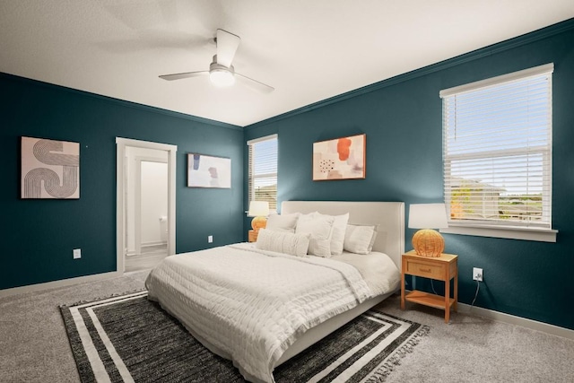 7800 Linnie Ln, Austin, TX 78724 - bedroom with carpet, a ceiling fan, ornamental molding, and ensuite bathroom