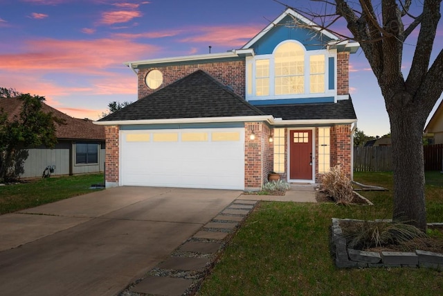 1302 Rambling Trl, Cedar Park, TX 78613 - traditional-style house with brick siding, roof with shingles, concrete driveway, and an attached garage
