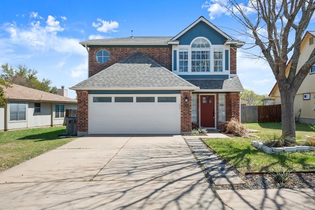 1302 Rambling Trl, Cedar Park, TX 78613 - traditional home featuring roof with shingles, brick siding, and concrete driveway