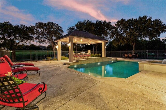 1317 Jack Nicklaus Cir, Salado, TX 76571 - view of pool with a pool with connected hot tub, a gazebo, fence, and a patio area