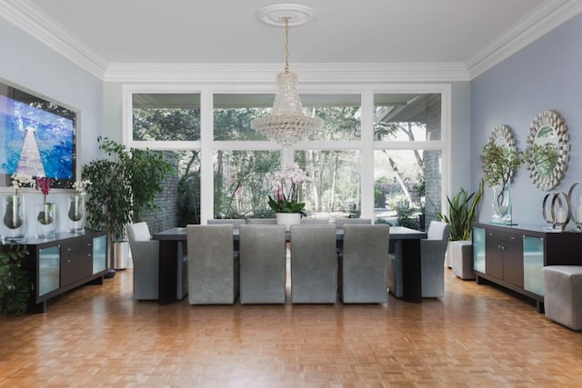 17 Cousteau Ln, Austin, TX 78746 - dining space with a chandelier and crown molding