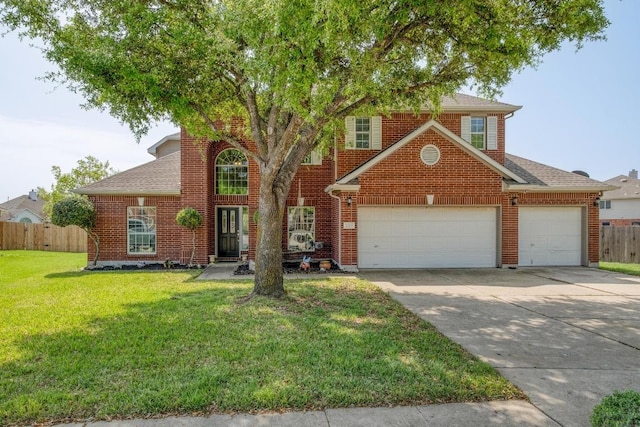 2209 Callaway Garden Ct, Pflugerville, TX 78660 - traditional-style house with driveway, an attached garage, a shingled roof, and brick siding