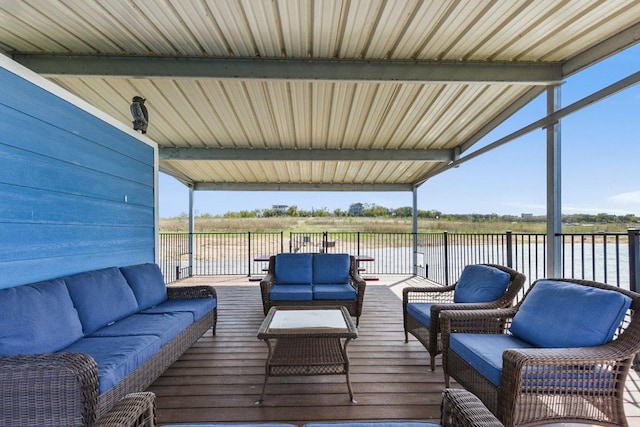 1813 Graveyard Point Rd, Austin, TX 78734 - wooden terrace with an outdoor living space and a water view