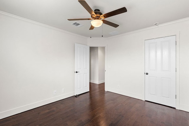 1290 Sweet Gum Dr, Kyle, TX 78640 - unfurnished bedroom featuring crown molding, wood finished floors, baseboards, and a ceiling fan