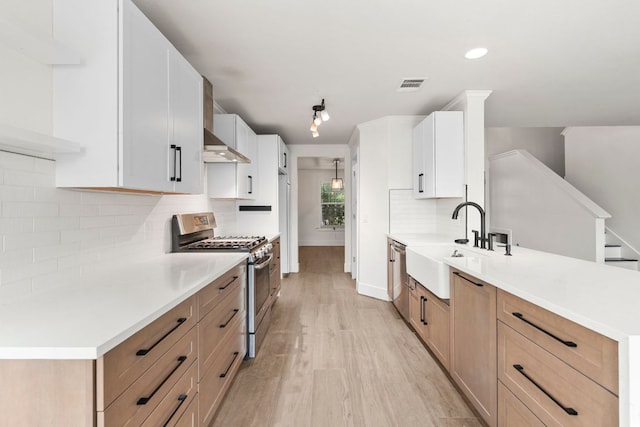 1290 Sweet Gum Dr, Kyle, TX 78640 - kitchen with stainless steel appliances, a sink, a peninsula, light wood finished floors, and light countertops