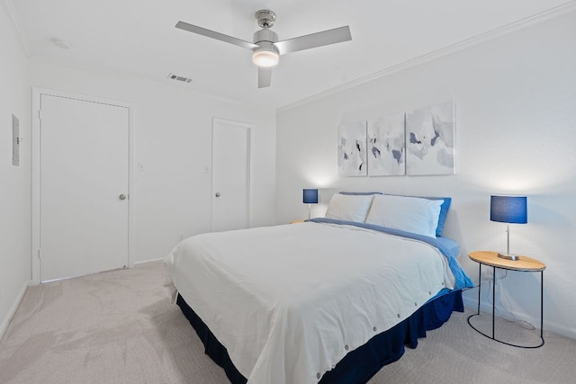 1101 Hollow Creek Dr Unit 2203, Austin, TX 78704 - carpeted bedroom with baseboards, ornamental molding, and ceiling fan