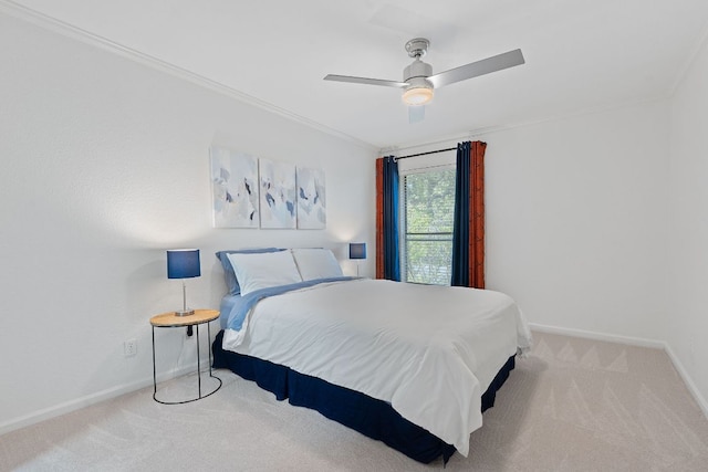 1101 Hollow Creek Dr Unit 2203, Austin, TX 78704 - bedroom featuring carpet, baseboards, ornamental molding, and ceiling fan