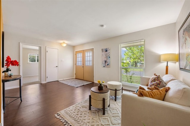 8313 Renton Dr, Austin, TX 78757 - living room featuring baseboards and hardwood / wood-style flooring