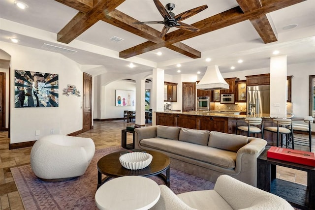 11 Hightrail Way, Austin, TX 78738 - lobby featuring coffered ceiling, recessed lighting, and beamed ceiling