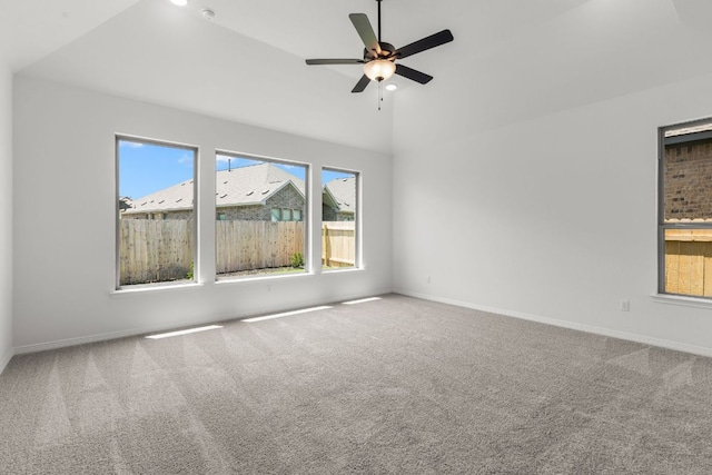 1800 Sauterne Dr, Leander, TX 78641 - carpeted empty room with ceiling fan and high vaulted ceiling