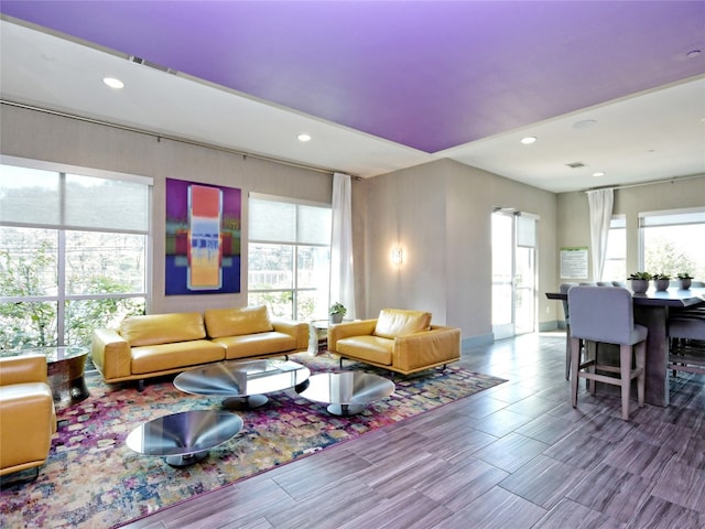 1900 Barton Springs Rd Unit 1009, Austin, TX 78704 - living room with recessed lighting and wood tiled floors