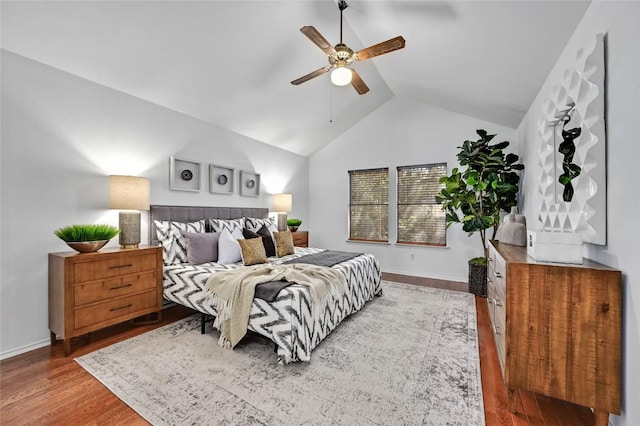 13109 New Boston Bnd, Austin, TX 78729 - bedroom with lofted ceiling, wood finished floors, and ceiling fan