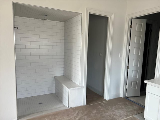 909 Landing Ln, Leander, TX 78641 - full bath featuring tiled shower and vanity