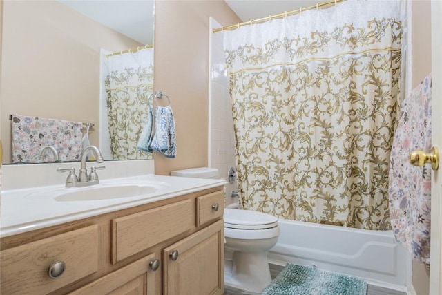 9120 Fainwood Ln, Austin, TX 78749 - bathroom featuring vanity and shower / bathtub combination with curtain