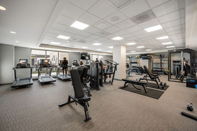 555 E 5th St Unit 2906, Austin, TX 78701 - workout area featuring carpet and a drop ceiling