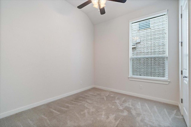 6725 Verona Pl, Round Rock, TX 78665 - unfurnished room featuring ceiling fan, light carpet, and lofted ceiling