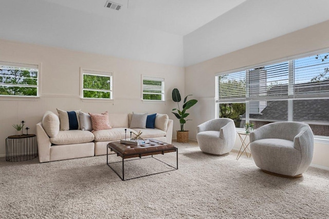 6520 Walebridge Ln, Austin, TX 78739 - carpeted living area featuring plenty of natural light and lofted ceiling