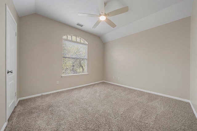 6520 Walebridge Ln, Austin, TX 78739 - carpeted empty room with vaulted ceiling and a ceiling fan