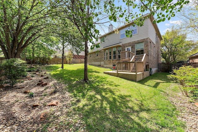6520 Walebridge Ln, Austin, TX 78739 - rear view of property with a fenced backyard, brick siding, and a chimney