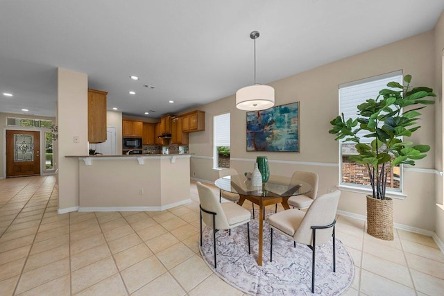 6520 Walebridge Ln, Austin, TX 78739 - dining space with light tile patterned flooring and recessed lighting