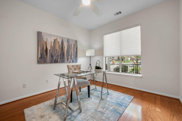 6520 Walebridge Ln, Austin, TX 78739 - office space with wood finished floors and a ceiling fan