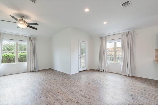 1713 Pahmeyer Path, New Braunfels, TX 78130 - spare room featuring plenty of natural light, light wood-type flooring, a ceiling fan, and recessed lighting