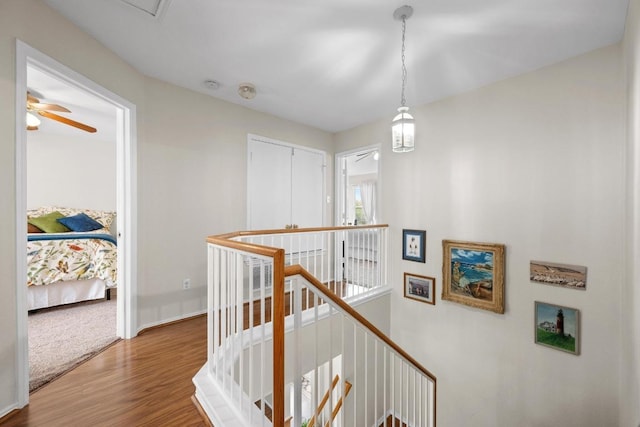 1012 Peyton Pl, Cedar Park, TX 78613 - hallway with an upstairs landing and wood finished floors