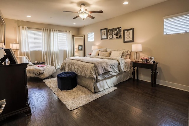 11913 Natures Bnd, Austin, TX 78753 - bedroom with dark wood-style flooring, recessed lighting, and ceiling fan