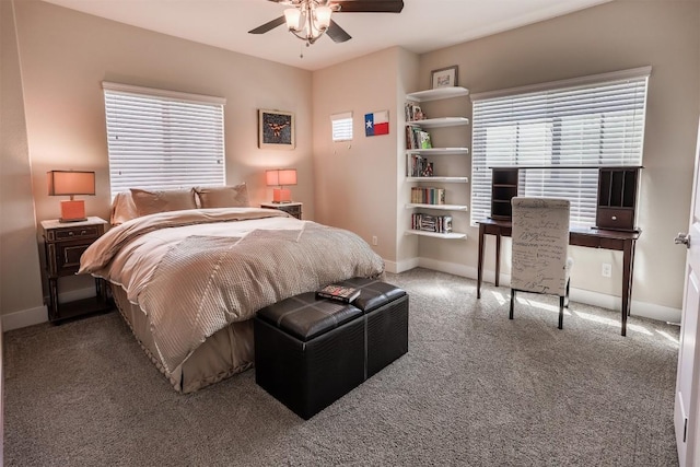 11913 Natures Bnd, Austin, TX 78753 - carpeted bedroom featuring multiple windows and a ceiling fan