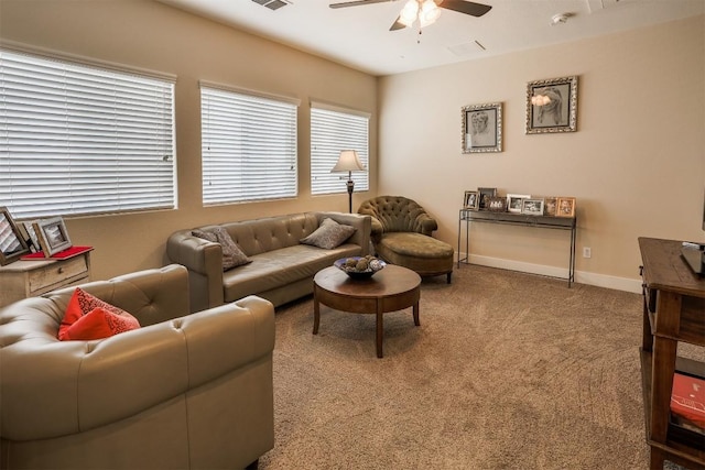 11913 Natures Bnd, Austin, TX 78753 - living room with ceiling fan and carpet flooring