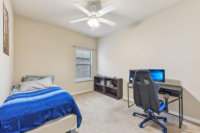 1411 Rowan Dr, Georgetown, TX 78628 - carpeted bedroom with an office area and a ceiling fan