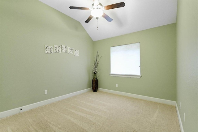 536 Loma Cedro Bnd, Leander, TX 78641 - spare room with carpet floors, vaulted ceiling, baseboards, and ceiling fan