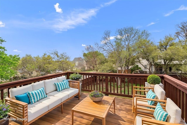 318 Ridge Run Dr, Georgetown, TX 78628 - wooden terrace with an outdoor hangout area