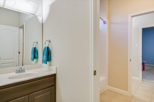 431 Ridgetop Bnd, Cedar Park, TX 78613 - full bathroom featuring vanity, tile patterned floors, washtub / shower combination, and baseboards