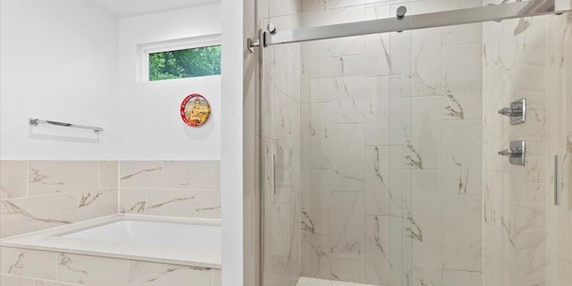 4711 Little Hill Cir, Austin, TX 78725 - full bathroom featuring a marble finish shower and a bath