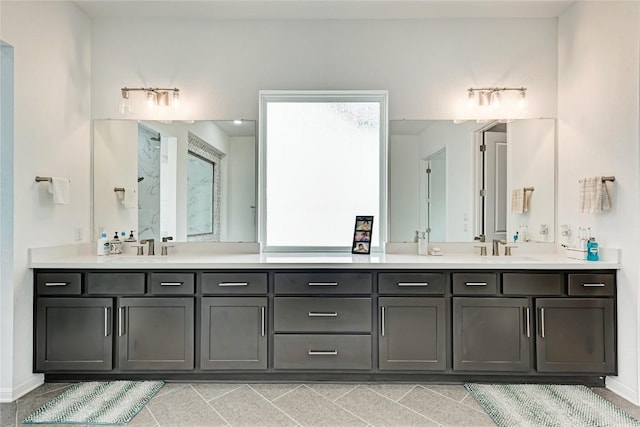 2420 Novara Trl, Leander, TX 78641 - full bathroom with double vanity and tile patterned floors