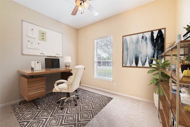 2009 Tillman Dr, Cedar Park, TX 78613 - carpeted office space featuring baseboards and a ceiling fan