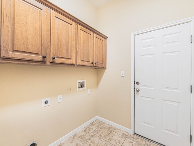 2009 Tillman Dr, Cedar Park, TX 78613 - laundry room featuring hookup for an electric dryer, cabinet space, hookup for a gas dryer, hookup for a washing machine, and light tile patterned flooring