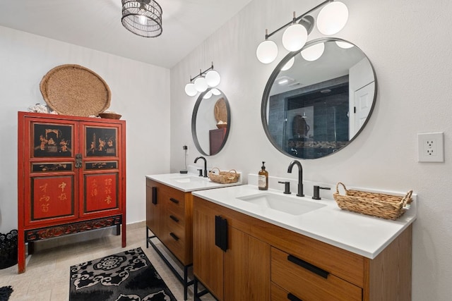 2906 Quail Run Dr, Round Rock, TX 78681 - full bathroom with two vanities and tiled shower