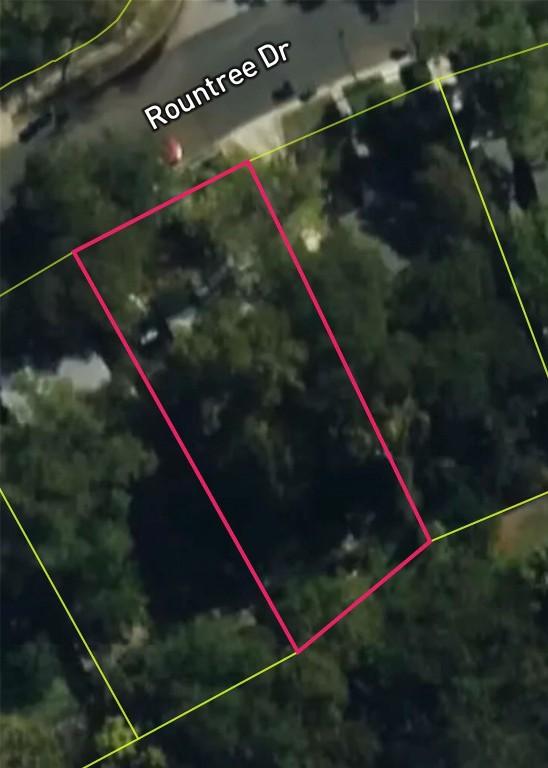 2108 Rountree Dr, Austin, TX 78722 - aerial view of property's location with property boundaries highlighted