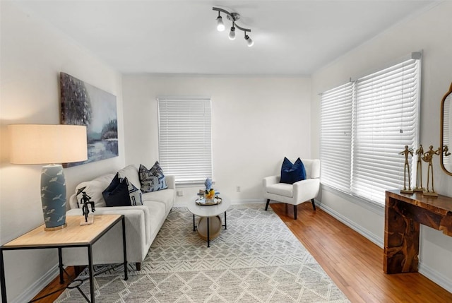 2108 Rountree Dr, Austin, TX 78722 - living room with light wood finished floors, baseboards, and healthy amount of natural light