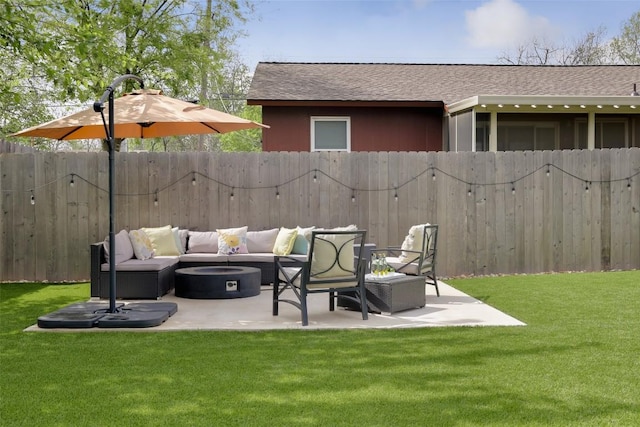 6307 Cannonleague Dr, Austin, TX 78745 - fenced backyard with an outdoor hangout area and a patio area