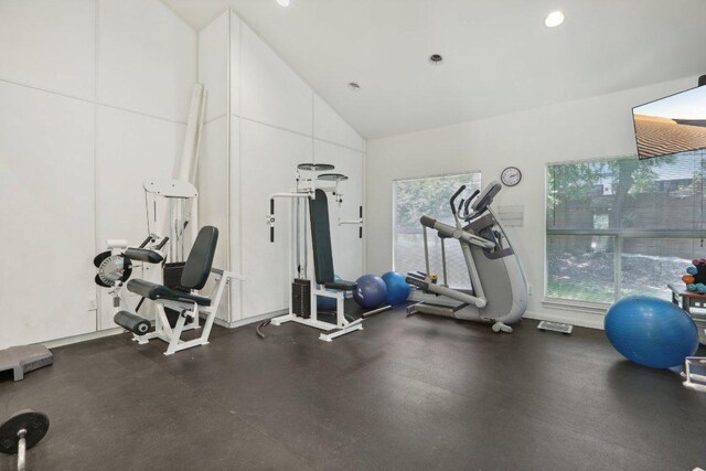 2209 Hancock Dr Unit 3, Austin, TX 78756 - exercise room with healthy amount of natural light and high vaulted ceiling