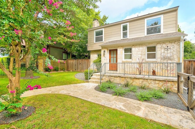 3902 Willbert Rd, Austin, TX 78751 - view of front of house featuring stone siding and a chimney