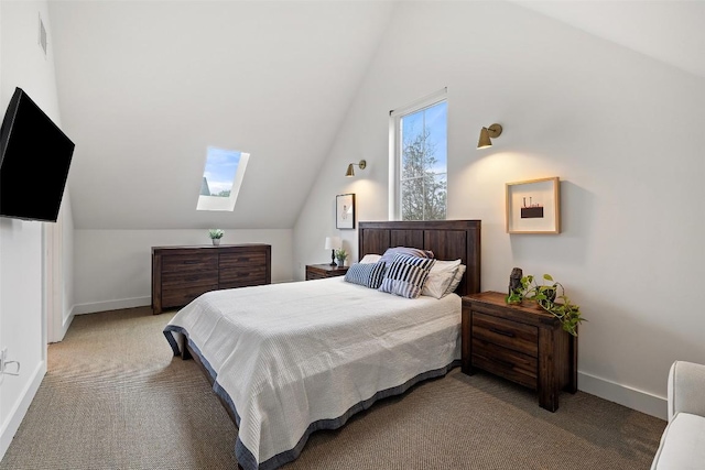 1503 Richcreek Rd Unit A, Austin, TX 78757 - bedroom with a skylight, lofted ceiling, and carpet
